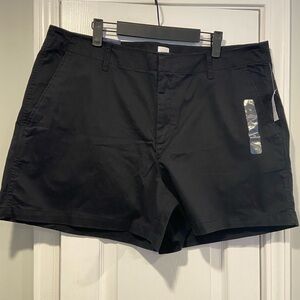 NWT Gap Size 18 Black Classic Chino Downtown Khaki Shorts Stretch 5” Inseam